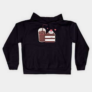 Chocolate Cake and Chocolate Milkshake Couple | Cute Kawaii Couple Design Kids Hoodie